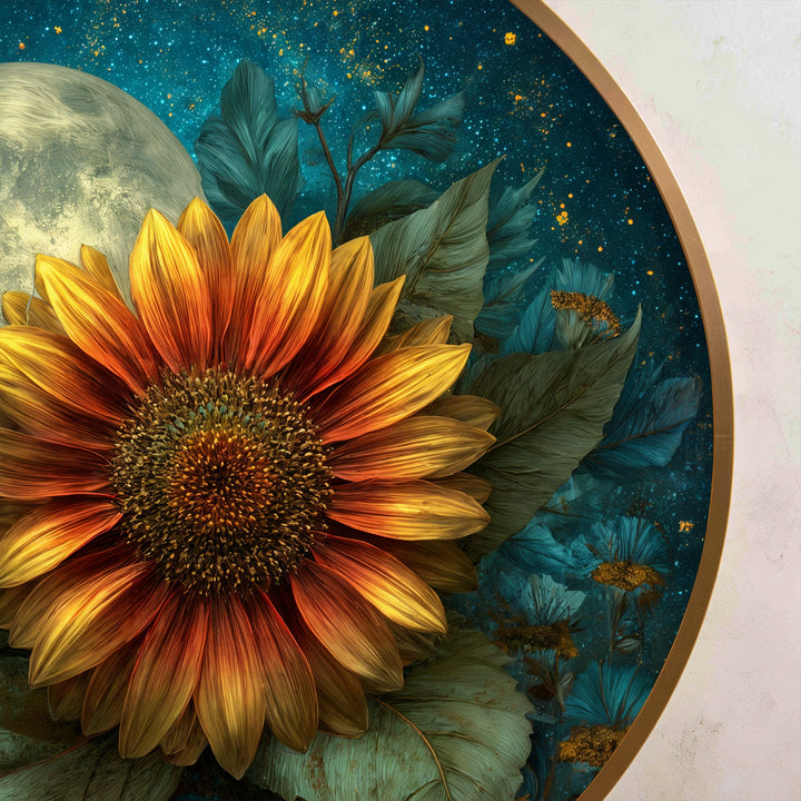 dreamy floral round oil painting