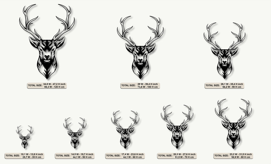 Majestic Deer Head Metal Wall Art – Modern Wildlife Antler Design