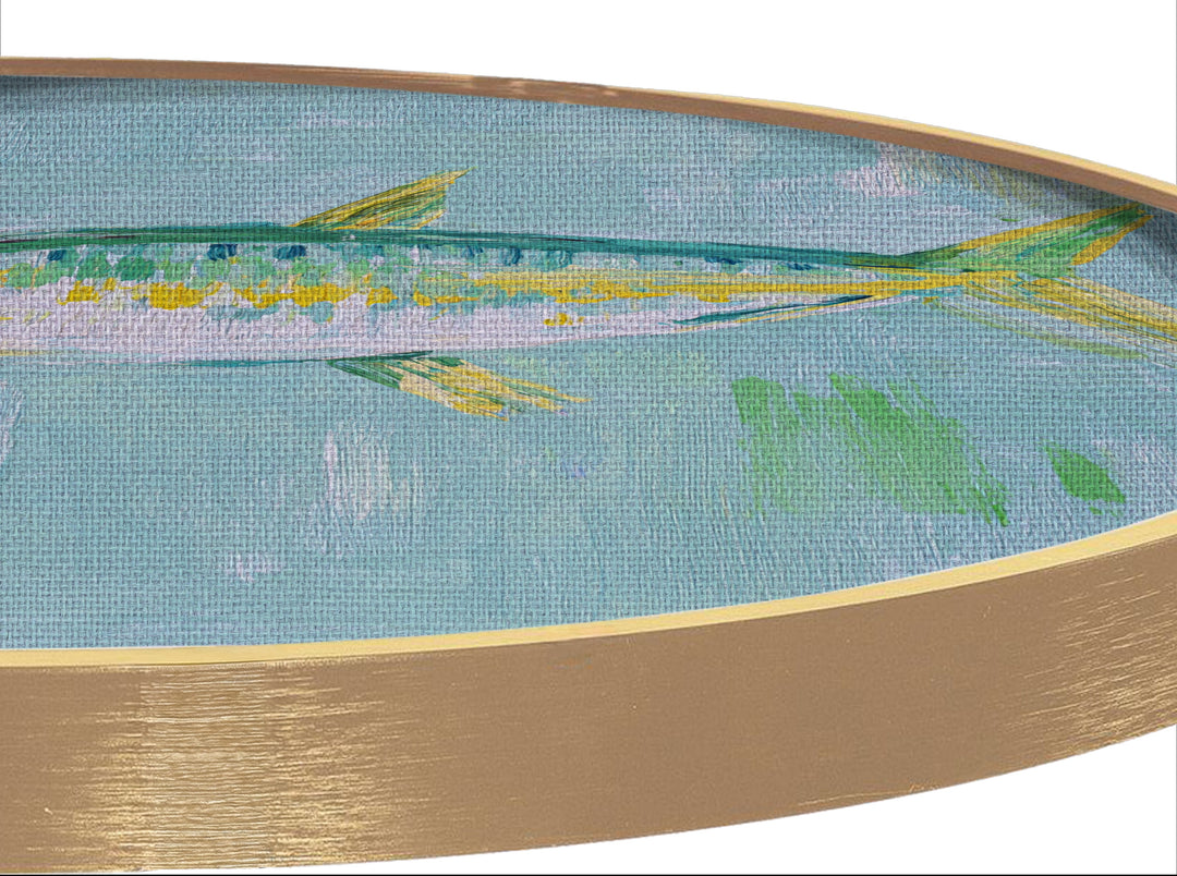 Pastel Fish Painting Round Canvas Print – Coastal Minimal Wall Art