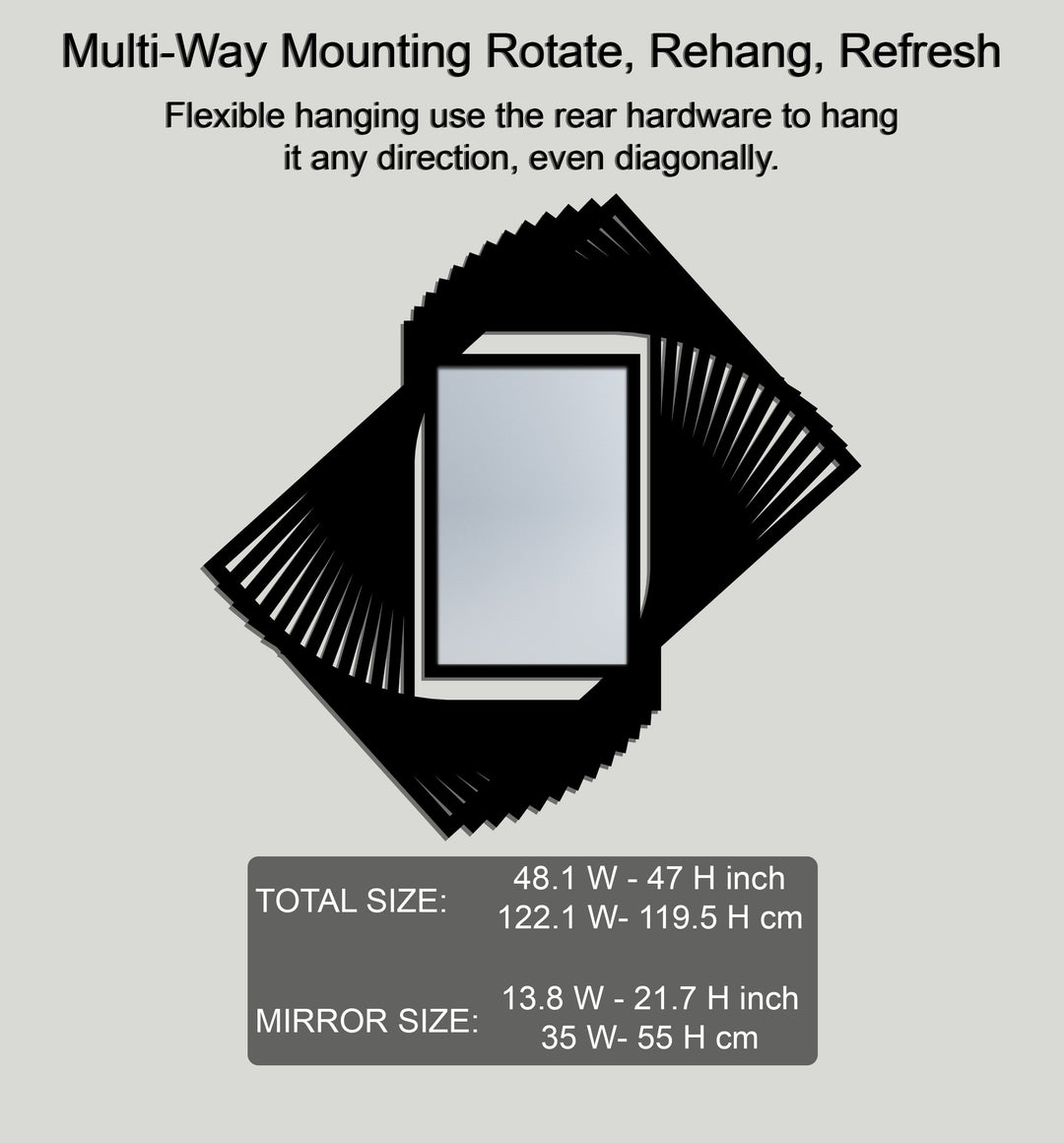 Rotating Blade Metal Floor Mirror – Dynamic Spiral Frame Design