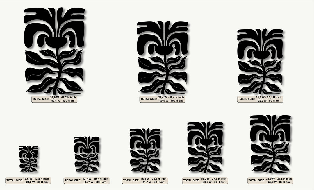 Abstract Floral Face Metal Wall Art – Modern Botanical Line Decor