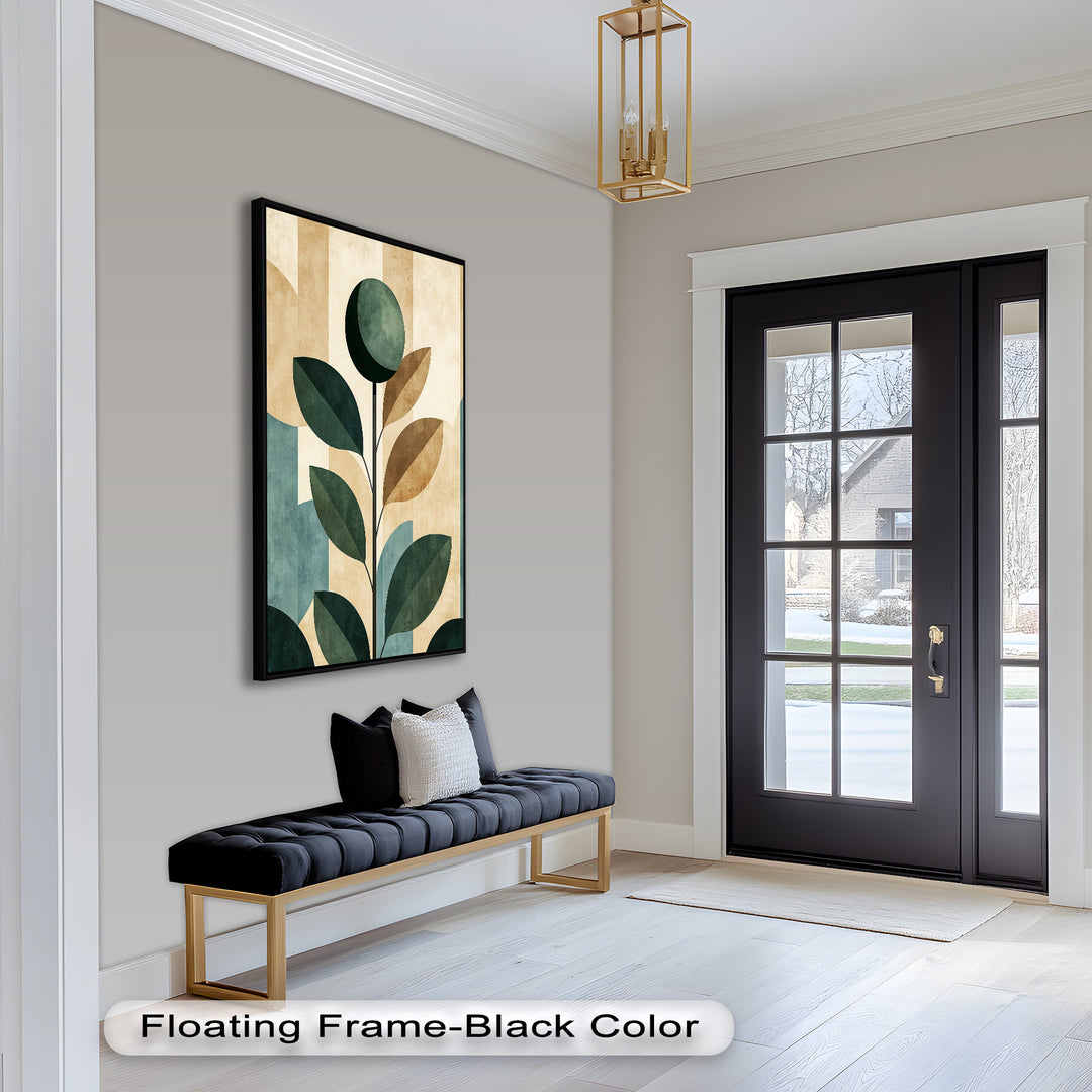 Geometric Botanical – Mid-Century Modern Leaf Oil Painting