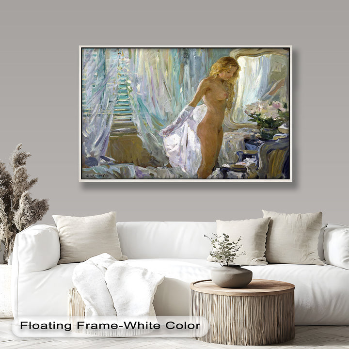 Whispers of Morning Light – Romantic Nude Interior Oil Painting