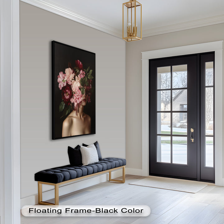 Blossom Veil – Romantic Floral Portrait Oil Painting