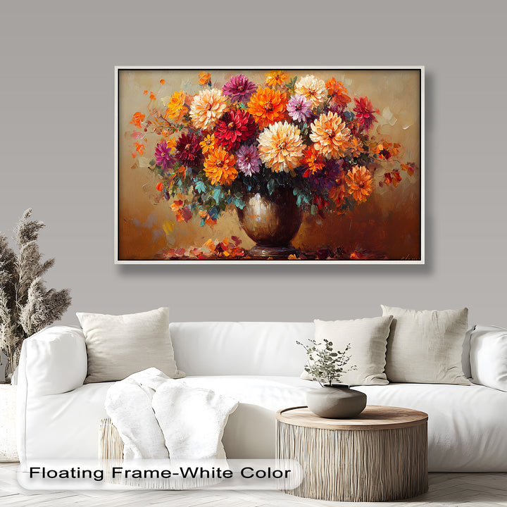 Dahlia Bouquet Wall Art – Still Life Oil Paintings