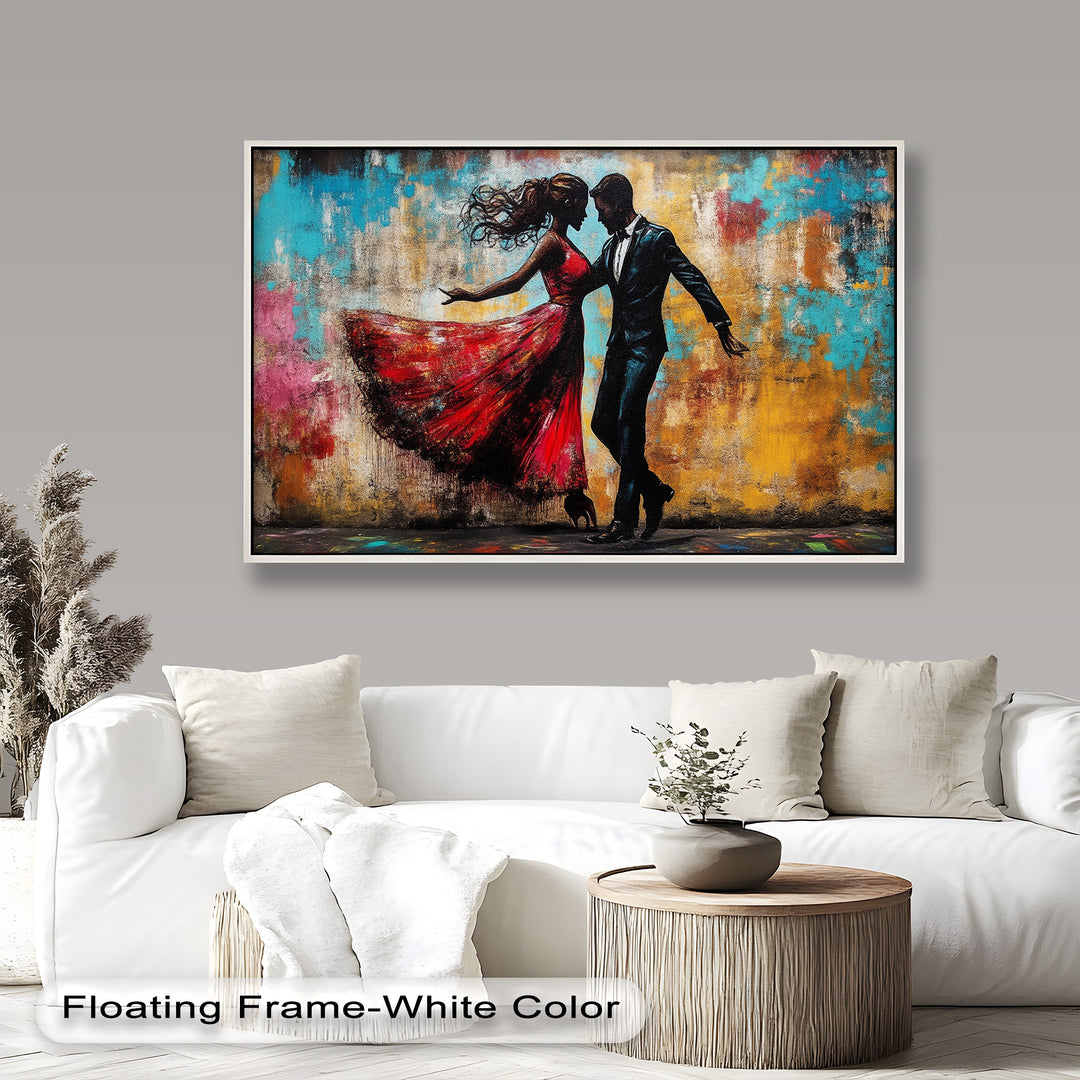 Whirl of Passion – Dancing Lovers in Red Love Oil Painting