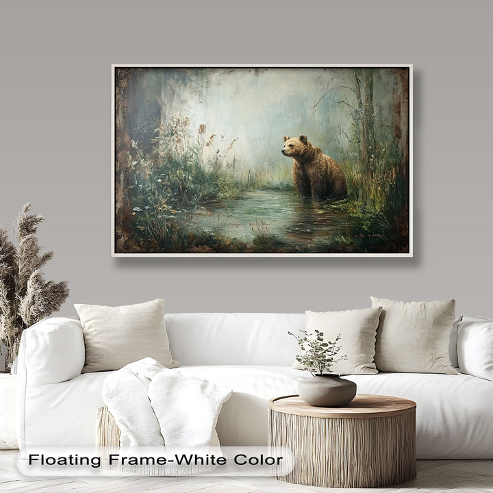 Brown Bear by the Water - Animal Oil Painting