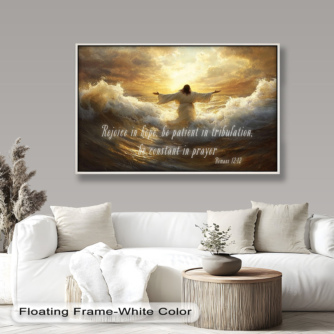 Romans 12:12 – Faith & Perseverance Bible Verse Oil Painting