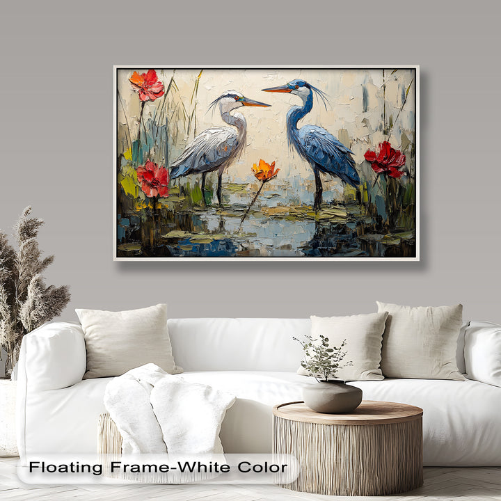 Pair of Herons – Animal Oil Painting