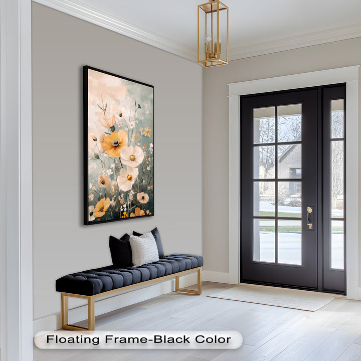 Golden Meadow Bloom - Boho Oil Painting