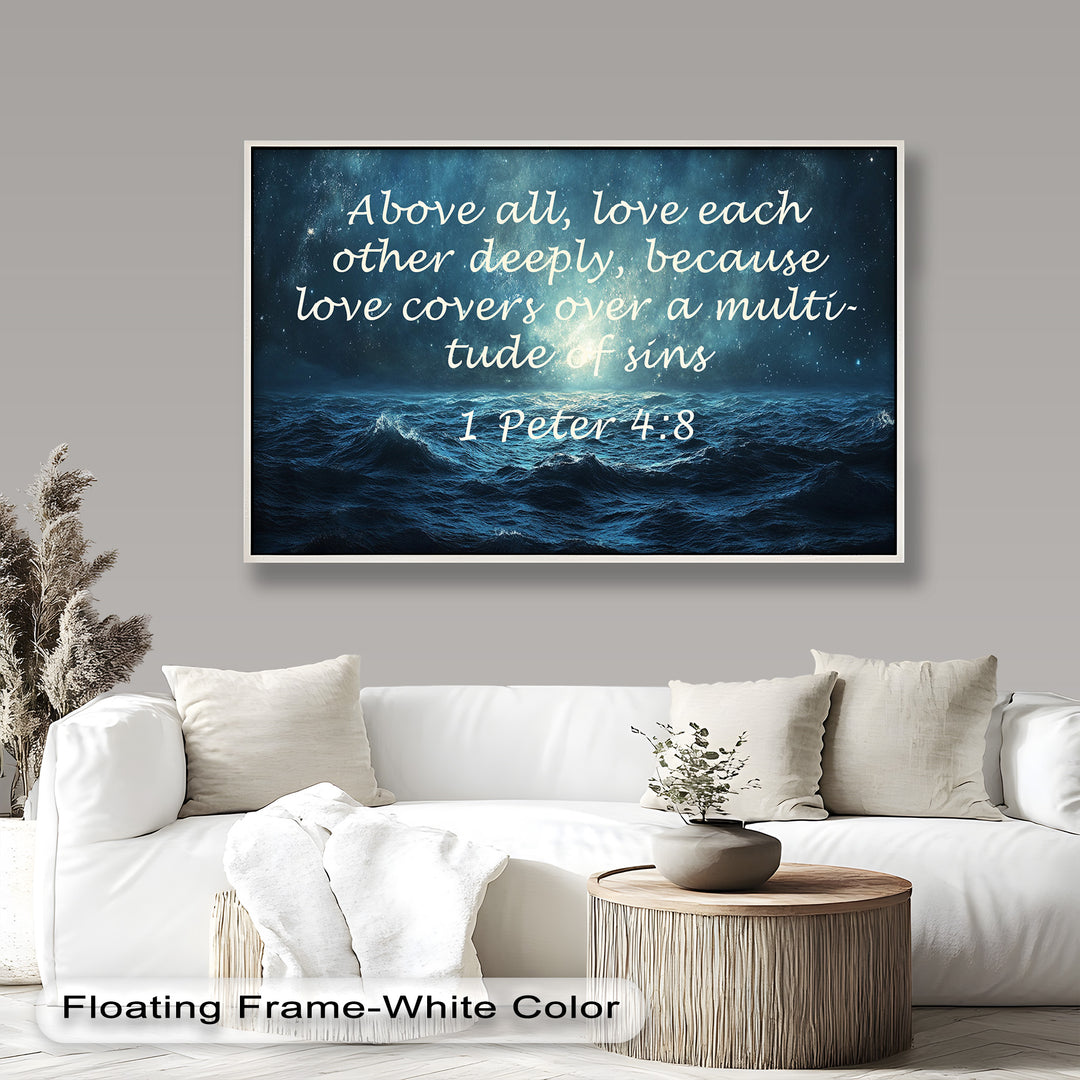 Biblical-themed cosmic ocean artwork reflecting the power of love and redemption.
