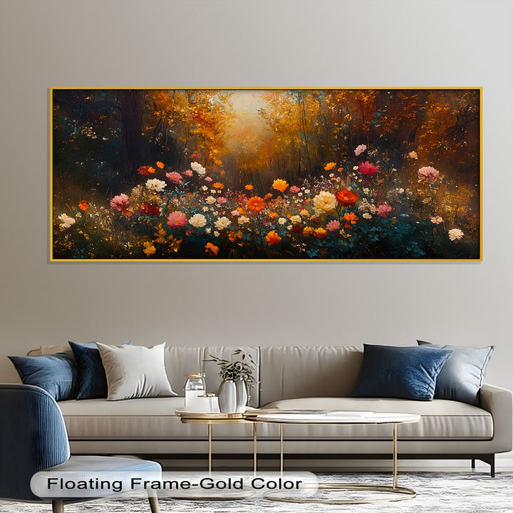 A celebration of seasonal color and woodland wonder, this artwork offers a lush, romantic escape into nature’s poetry.