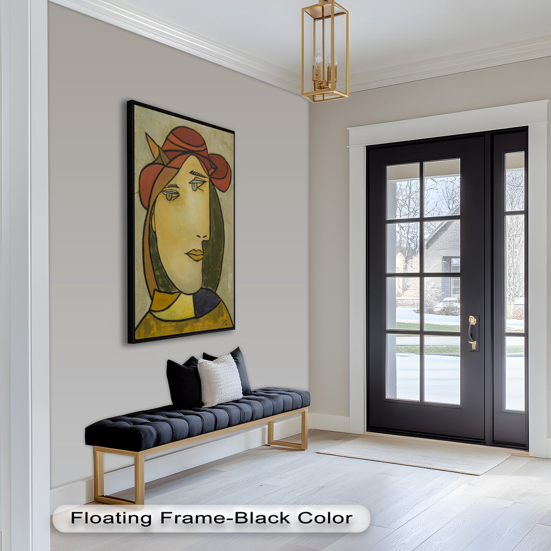 Melancholy in Red Hat – Minimalist Portrait Picasso Oil Painting