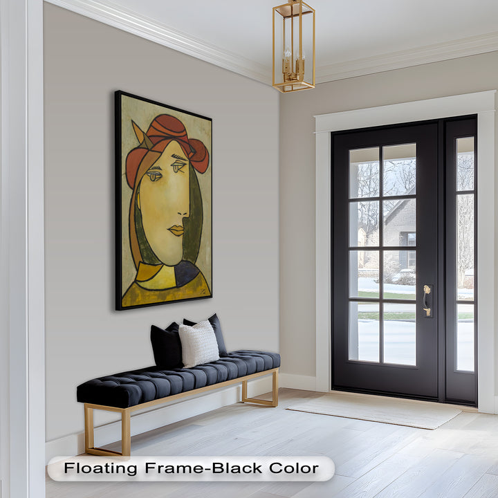 Melancholy in Red Hat – Minimalist Portrait Picasso Oil Painting