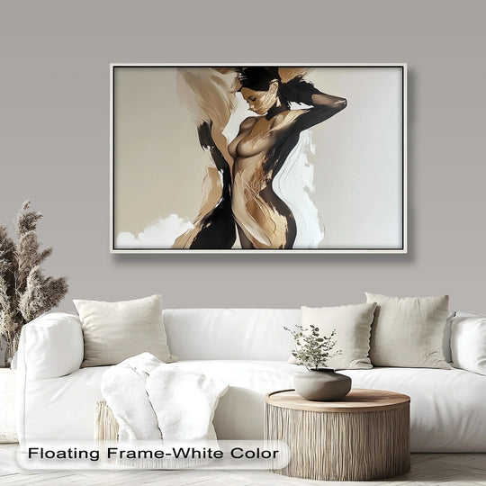 Golden Silence – Abstract Female Figure Oil Painting - MyPhotoStation