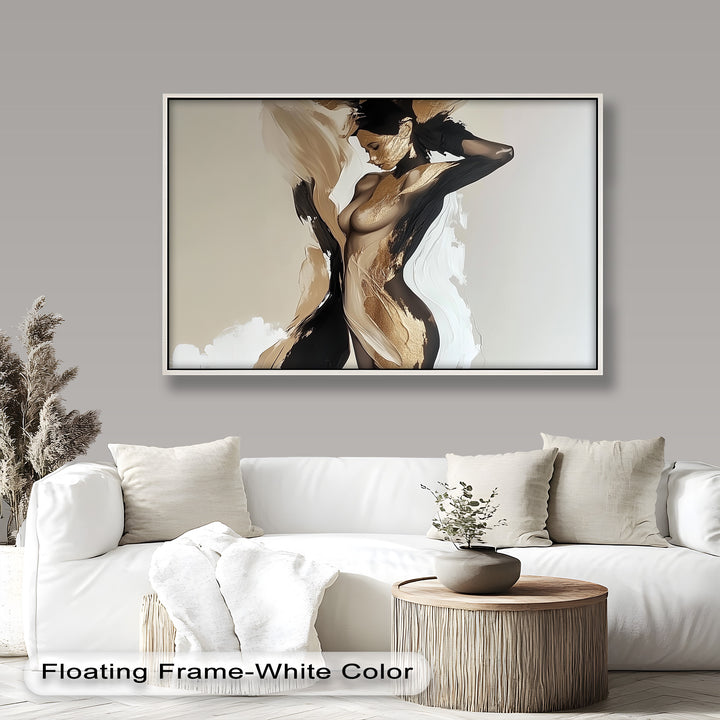 Golden Silence – Abstract Female Figure Oil Painting