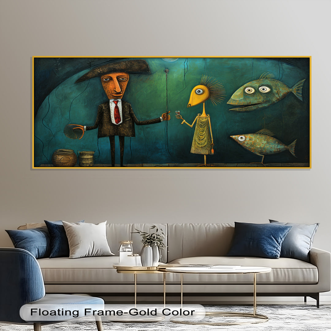 Underwater Toast – Whimsical Surrealist Picasso Oil Painting