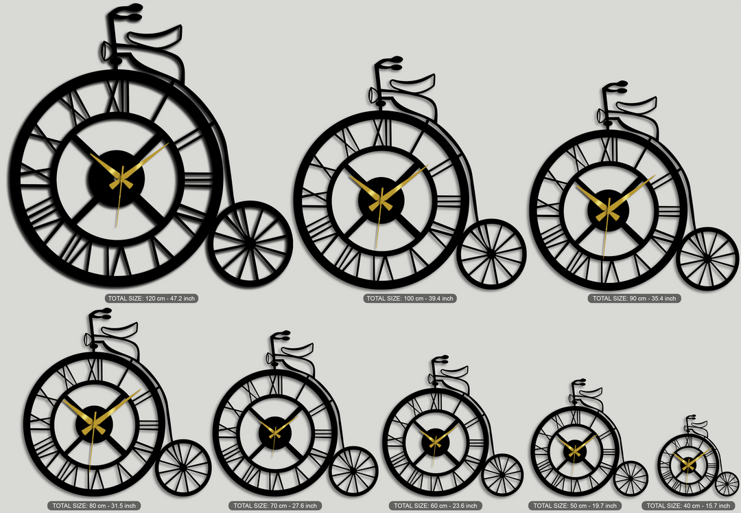 Vintage Bicycle Metal Wall Clock