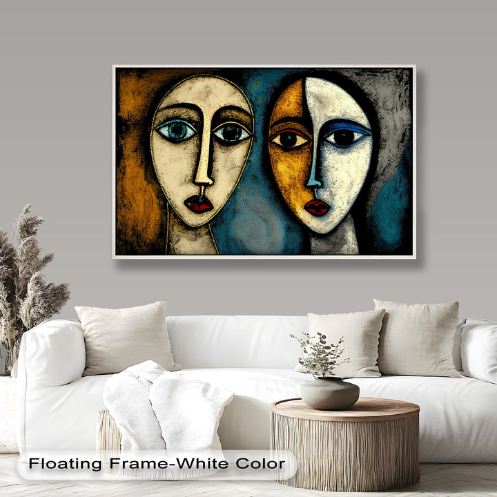 Duality of Gaze – Abstract Expressionist Portrait Picasso Oil Painting