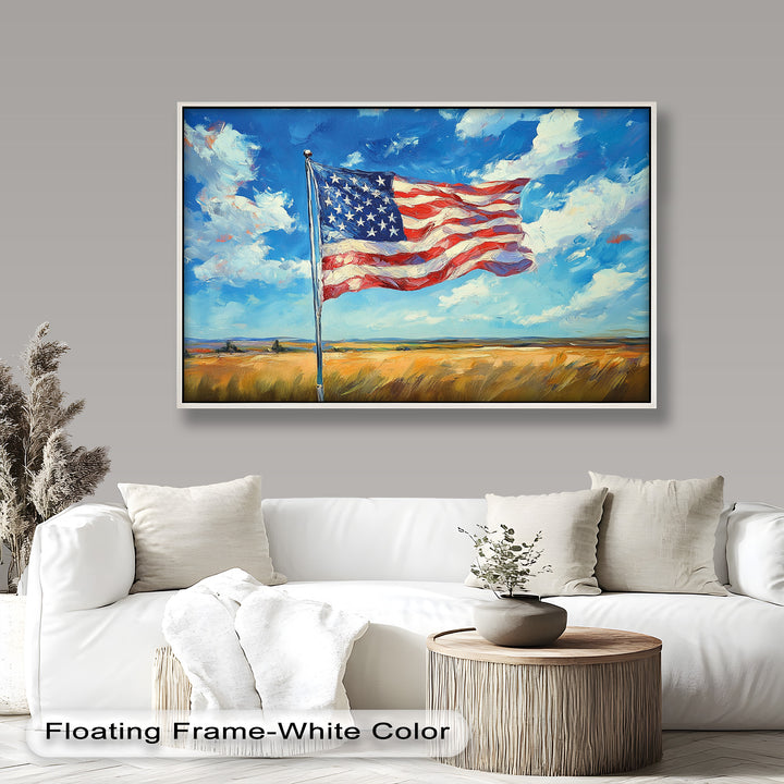 Amerikanische Flagge auf dem Land – Patriotisches Ölgemälde