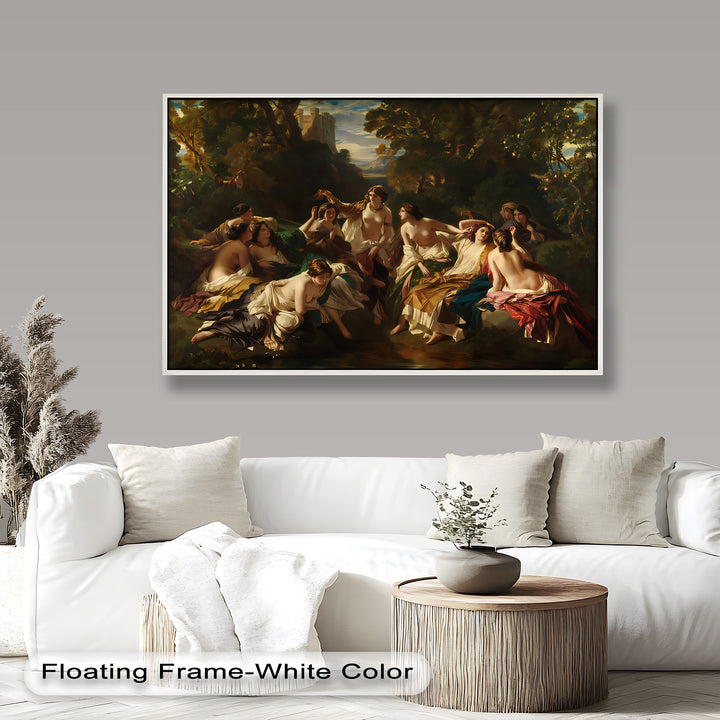 Twilight Reverie – Neoclassical Gathering of Maidens Oil Painting