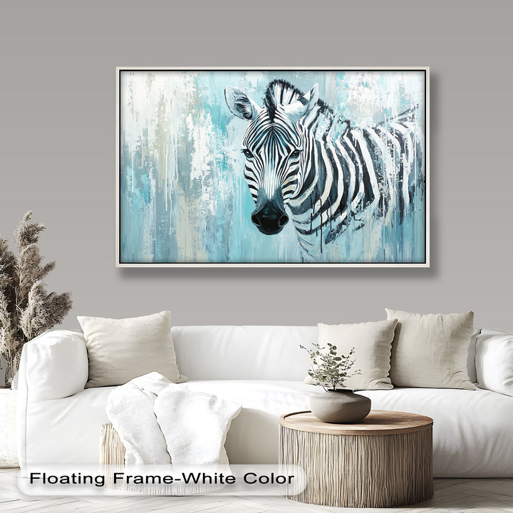 Zebra in Blue Abstract Style - Animal Oil Painting
