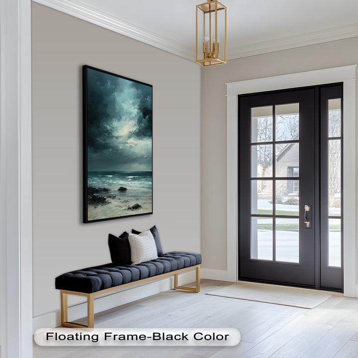 Stormy Beach Wall Art - Seascape Framed Oil Painting