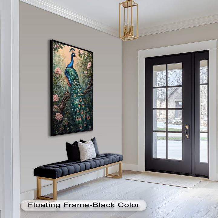 Peacock Among Blossoms – Regal Garden Beauty Animal Oil Painting