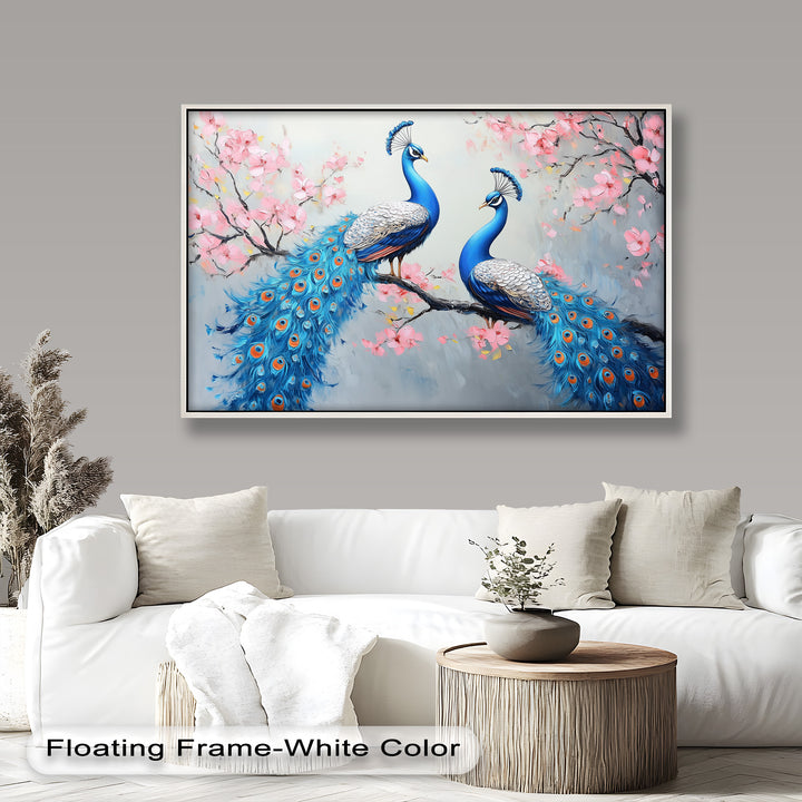 Peacocks Among Cherry Blossoms – Animal Oil Painting