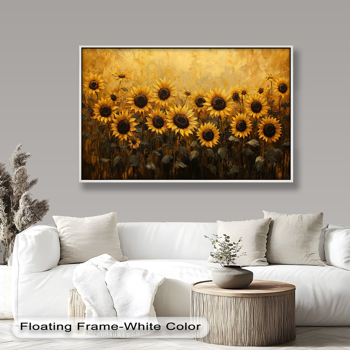 Golden Sunflower Field Wall Art – Floral Oil Painting