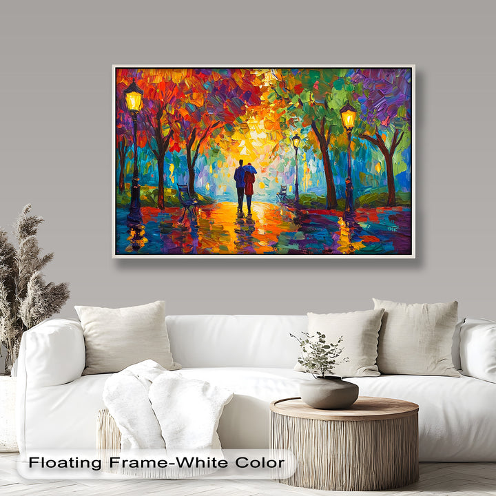Autumn Radiance – Lovers Under the Colorful Canopy Love Oil Painting