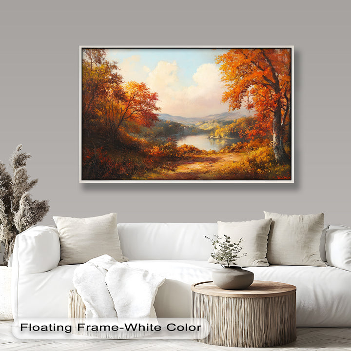 Golden Horizon – Ölgemälde mit herbstlichem Flussblick