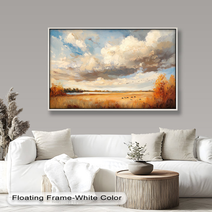 Autumn Meadow Wall Art – Impressionist Landscape Oil Painting