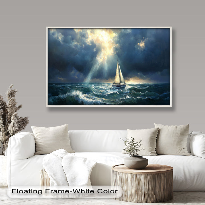 Stormy Horizon – Boat Oil Painting