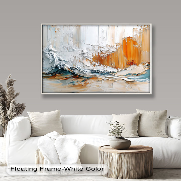 Elemental Surge – Abstract Ocean Cliff Oil Painting