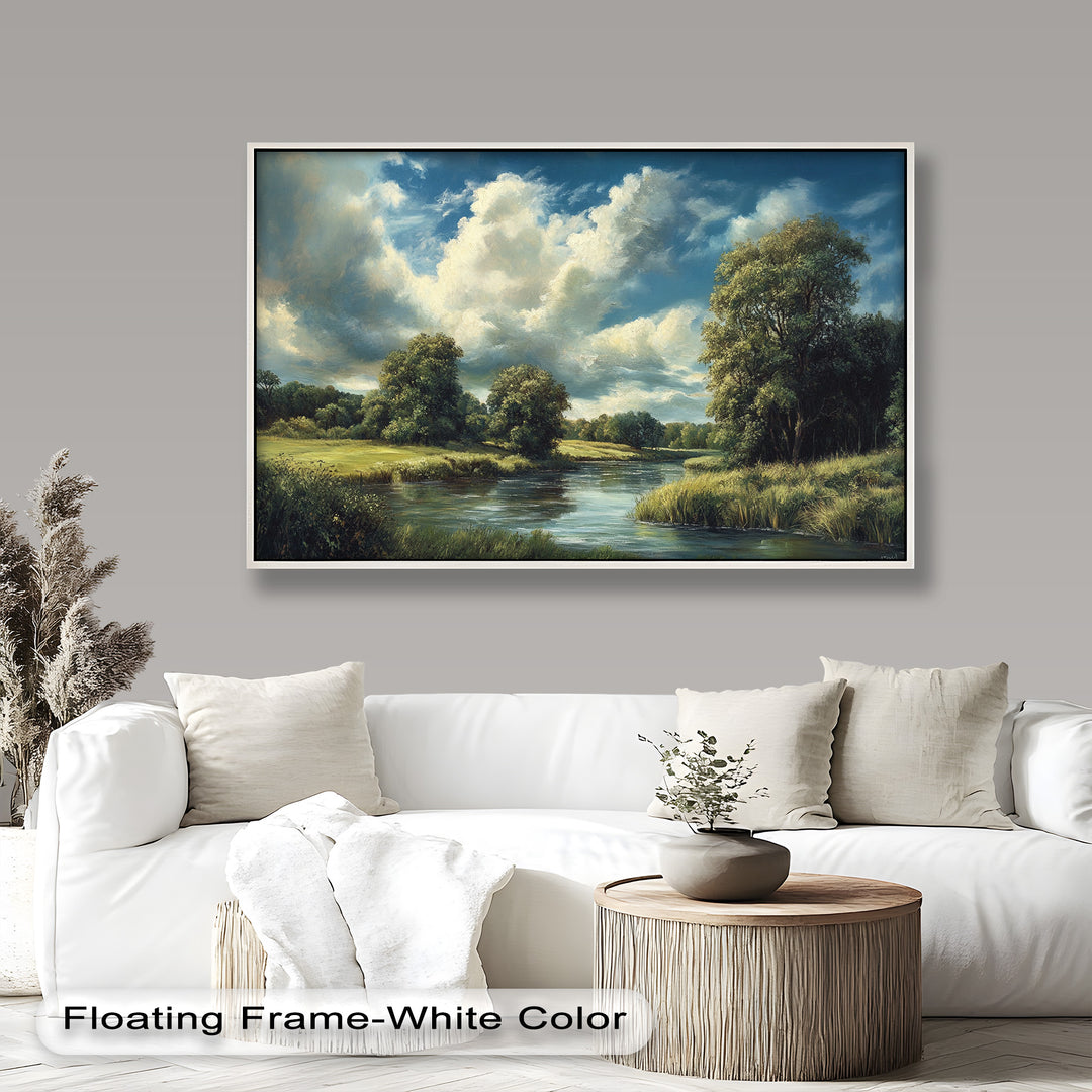 River Landscape Painting – Framed Oil Painting