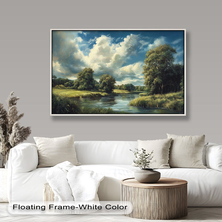 River Landscape Painting – Framed Oil Painting