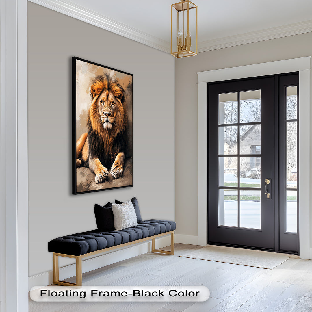 Lion Portrait in Warm Tones - Animal Oil Painting