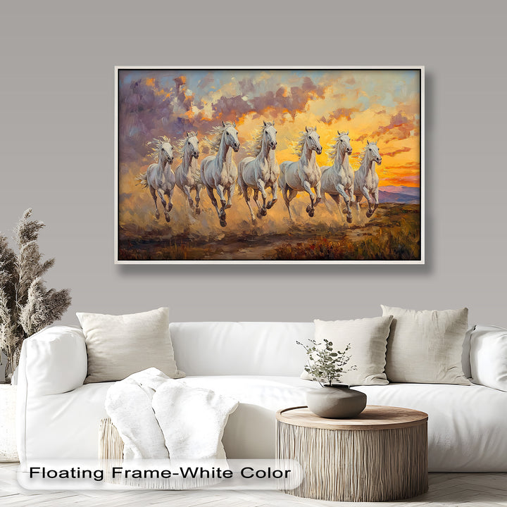 Run with the Sun – White Horses Oil Painting