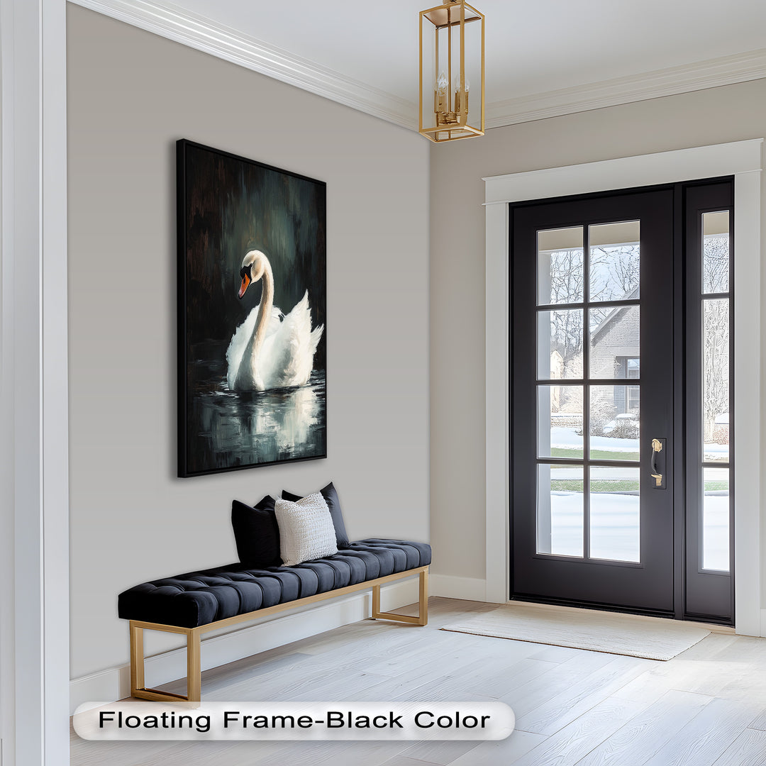 Solitary Grace – White Swan Oil Painting
