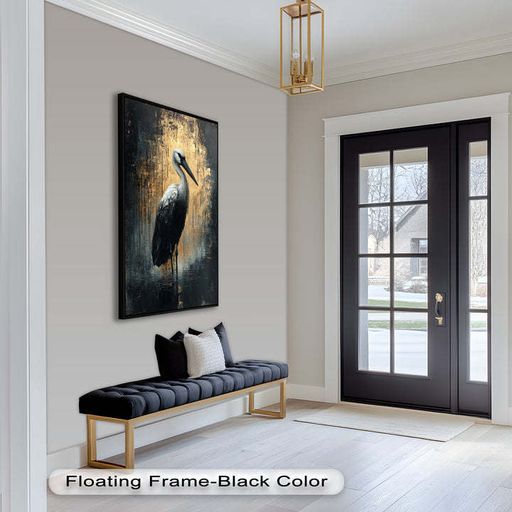 Golden Shadow Heron – Animal Oil Painting
