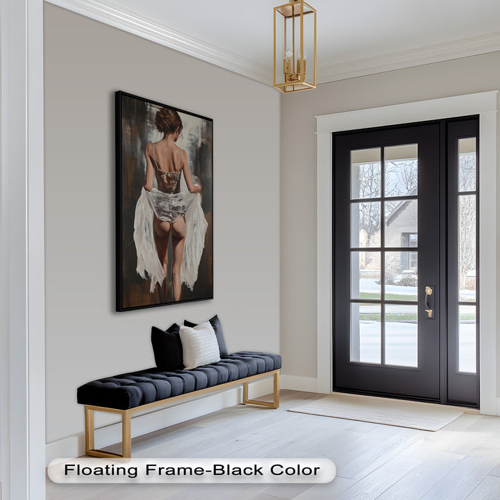 Soft Steps in Lace – Romantic Figurative Nude Oil Painting