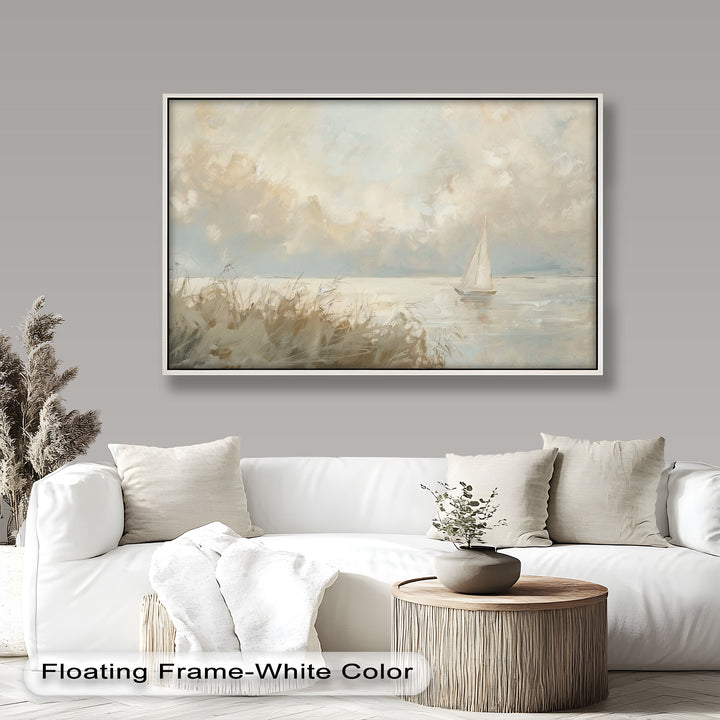 Lake Sailboat – Tranquil Waterscape Oil Painting