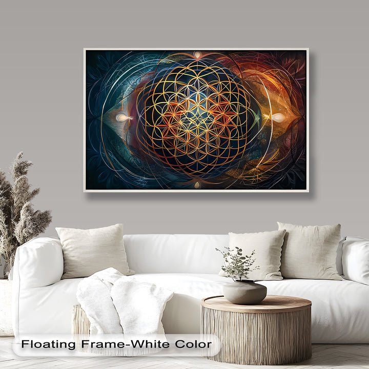 Spiritual Wall Art-Sacred Geometry Flower of Life Oil Painting