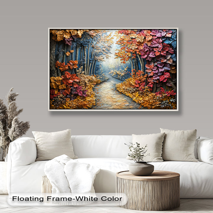 Gerahmte Kunst „Herbstpfad“ – Modernes Waldölgemälde