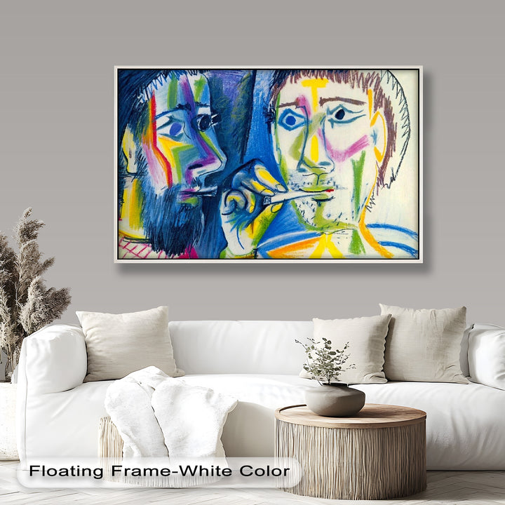 Two Men Smoking by Pablo Picasso – Expressionist Oil Painting