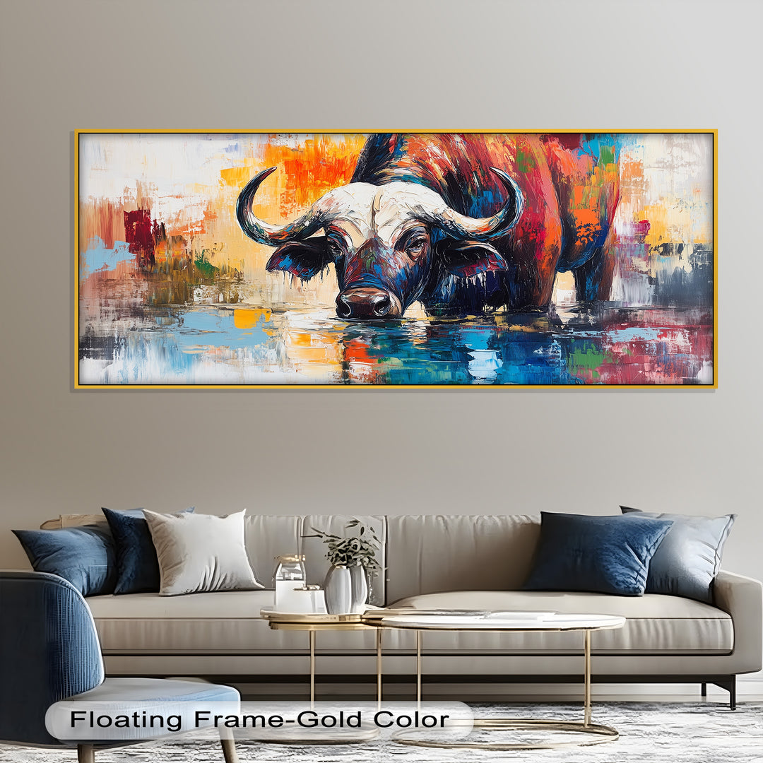 Water Buffalo at River’s Edge – Oil Painting