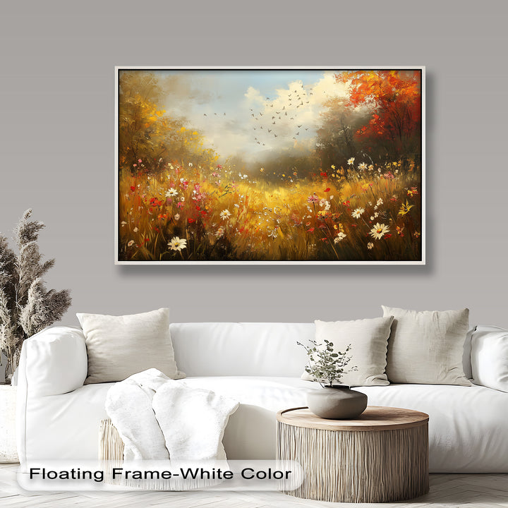 Flowers and Stream – Vibrant Autumn Oil Painting