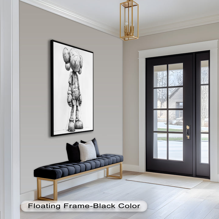 Timber Companion – Monochrome KAWS Oil Painting