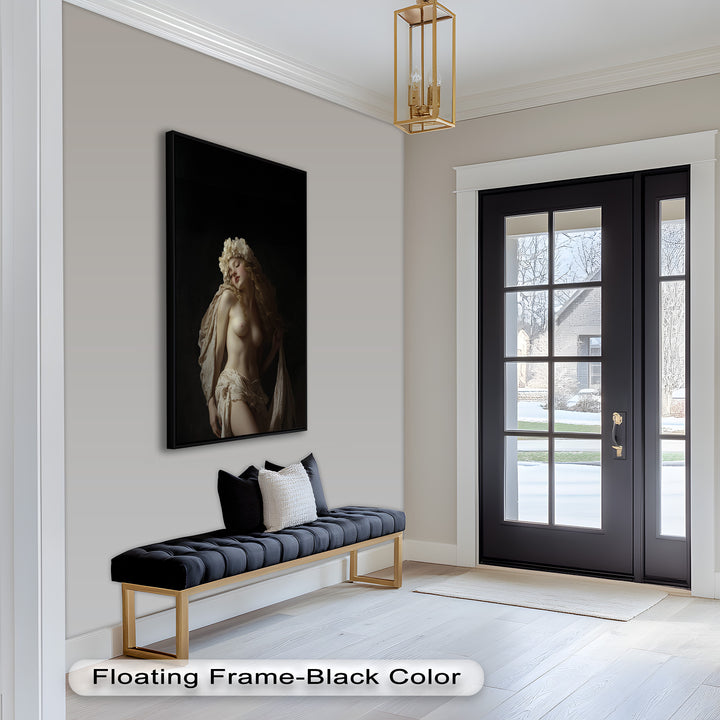 Moonlit Reverie – Classical Nude with Floral Crown Oil Painting
